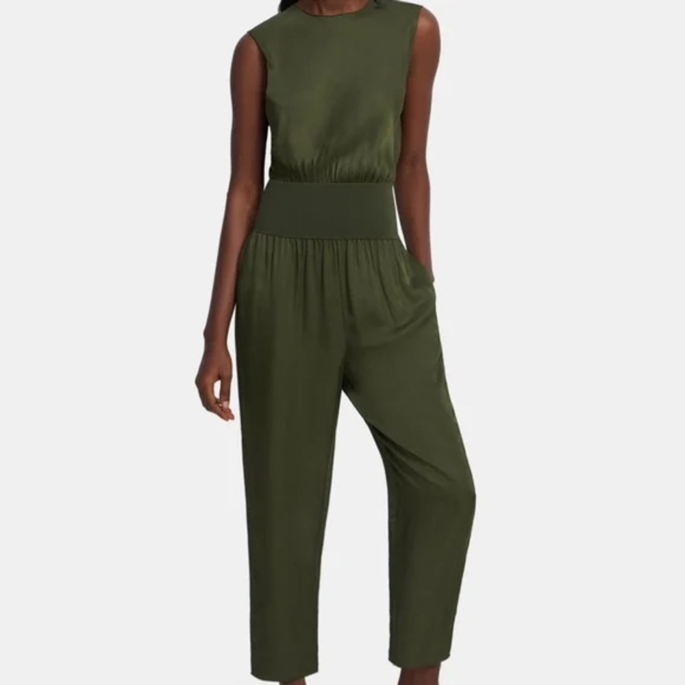 Theory Dark Green Sleeveless Jumpsuit